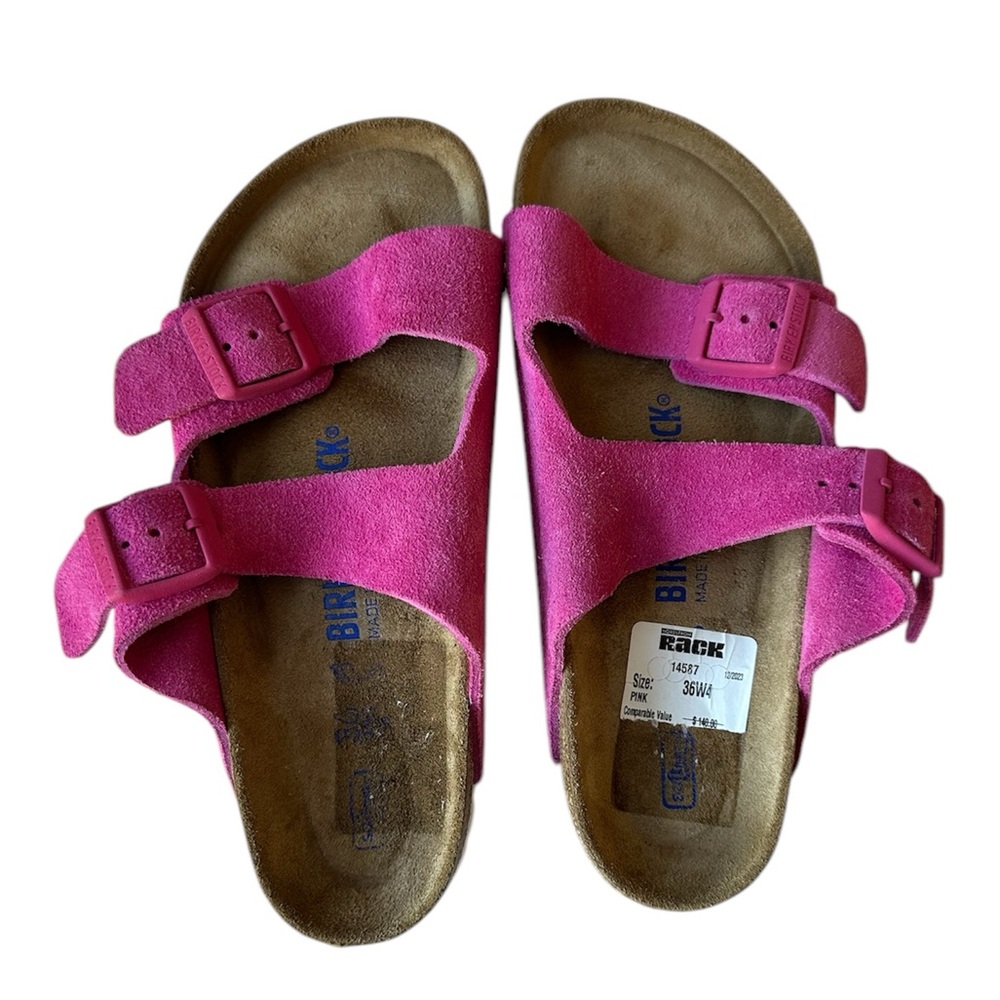 Birkenstock Arizona Soft Footbed Sandals Fuchsia Tulip Pink Brand New 36 - Picture 2 of 6